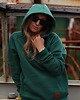 bluza z kapturem damska HOODIE Bottle Green Haft 3