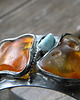 bransoletki wire wrapping Bursztyn / larimar  -  bransoleta mankiet CUFF 5