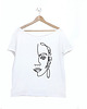 t-shirt damskie Lineart twarz Biały Oversize 3