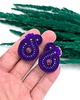 kolczyki soutache Kolczyki sutasz sztyfty fioletowe Mila małe z kulkami jaspisu 1