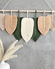 makramy Duża Makrama Liście XL Ozdoba Ścienna Boho Zieleń Beż 80 cm 6