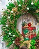 wianki Świąteczny wieniec w zieleni, wianek z prezentem, #S1, 45 cm 6