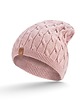 czapki damskie Ciepła czapka damska pudrowy róż zimowa pleciona 3