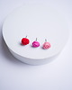 kolczyki z masy plastycznej Pojedyncze sztyfty róża czerwone 4