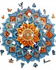puzzle dla dzieci PUZZLE DREWNIANE NIEBIESKA MANDALA DUŻA 380 XXL 2