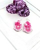 kolczyki soutache Różowo-białe kolczyki sutasz - kolekcja Flora 4