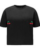 t-shirt damskie T-shirt Crop-Voila Czarny Wiśnie 1