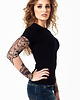 t-shirt damskie Czarny t-shirt damski z tatuażami Subtle India 2