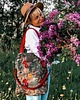 torby na ramię Duża zielona torba w kwiaty i pszczoły 4