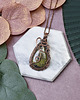 wisiory Miedziany wisiorek wire wrapping z zielonym jaspisem #463 2