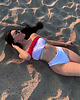 stroje kąpielowe i kostiumy kąpielowe damskie Komplet bikini biały top z kwiatami 3D Laura Flower 2