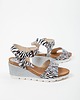 sandały i klapki damskie SANDAŁKI NA KOTURNIE - SKÓRA NATURALNA - MODEL 346 - KOLOR ZEBRA Z RÓŻEM 5