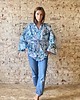 szlafroki damskie Szlafrok narzutka kimono w zielony wzór krótki 1