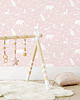 naklejki ścienne do pokoju dziecka TAPETA w rolce - FOREST ANIMALS PINK 5