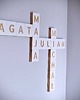 napisy dekoracyjne i tabliczki Litery typu scrabble, z drewna, drewniana krzyżówka biała 4