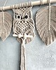 Ozdoby na ścianę Sowa na Ścianę Beżowa Ozdoba Ścienna Boho z Listkami 50x60 cm 4