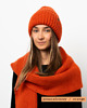 szale damskie PUCHACZ Pomarańczowy - duży mięsisty szalik z wełny merino i bawełny 1