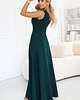 sukienki maxi damskie 648-1 Modna suknia maxi podkreślająca sylwetkę - butelkowa zieleń 3