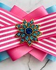 broszki Brosza z kwiatkiem z lazurowych kryształków   NEW 2