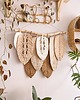 makramy Beżowa dekoracja na ścianę w stylu boho / skandynawskim, plecione liście 1