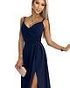 sukienki maxi damskie 299-7 CHIARA elegancka maxi suknia na ramiączkach - GRANATOWA 7