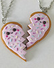 naszyjniki - inne Różowy Naszyjnik Serce Naszyjnik 2 Połówki Serca 3