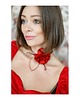 chokery Czerwony choker z jedwabiu 2