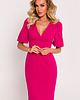 sukienki midi damskie Sukienka z dekoltem i mocno zaznaczoną talią - fuksja(M-779) 1