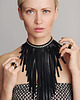 pierścionki złote Pierścionek Black Crystal Leather Ring in Gold 1