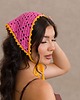 apaszki Bawełniana szydełkowa chustka bandana różowo-żółta letnia 6