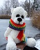 misie i maskotki Biały miś w tęczowym szaliku LGBT, przytulanka 1