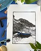 grafiki i ilustracje Linoryt "Port de Valldemossa" - kolor (Majorka) 1