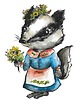 grafiki i ilustracje Borsuczka ogrodniczka akwarela do pokoju dziecięcego oryginał 1