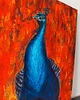 obrazy Obraz Olej Paw Czerwień 40x60 Impasto Abstrakcja Pióra Faktura 1