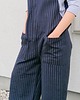 spodnie materiałowe damskie Spodnie ogrodniki drelichowe w paski 1
