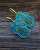 kolczyki soutache Turkus i złoto- kolczyki sutasz z chwostami 3