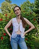 bluzki - inne Bluzka wiązana biała w kwiaty upcykling 2