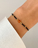 bransoletki z kamieni naturalnych Bransoletka na nici z czarnym turmalinem i bursztynem koniak 3