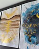 grafiki i ilustracje Złoto akwarele 30x42 abstrakcja szlagmetal folia Golden noc kosmos 6