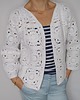 kardigany damskie Szydełkowy kardigan białe kwadraty. 1