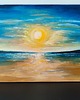 obrazy Obraz Olejny 50x70 Abstrakcja Wschód Słońca Morze Góry Szpachelka Woda 1