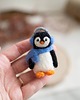 figurki i rzeźby Pingwin w nausznikach filcowany na sucho 5