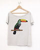 t-shirt damskie Koszulka Tukan Kolorowy Szary Oversize 1