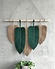 makramy Makrama Liście Butelkowa Zieleń Beż Ozdoba Boho Natura 60 cm 3