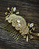Ślubne ozdoby do włosów Złoty  grzebyk do włosów soutache 3