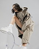 płaszcze damskie Płaszcz longline hoodie oversize mocca 5
