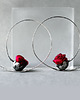 kolczyki wire wrapping Srebrne kolczyki koła karminowe SCARLET ROSES 2