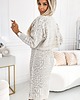 sukienki midi damskie 527-1 Sweterkowa dwuczęściowa sukienka z golfem - BEŻOWA 4