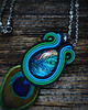 wisiory Peacock eye- wisior soutache z piórami 4