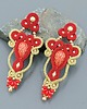 kolczyki soutache Vintage złoto czerwone ażurowe długie kolczyki sutasz 1